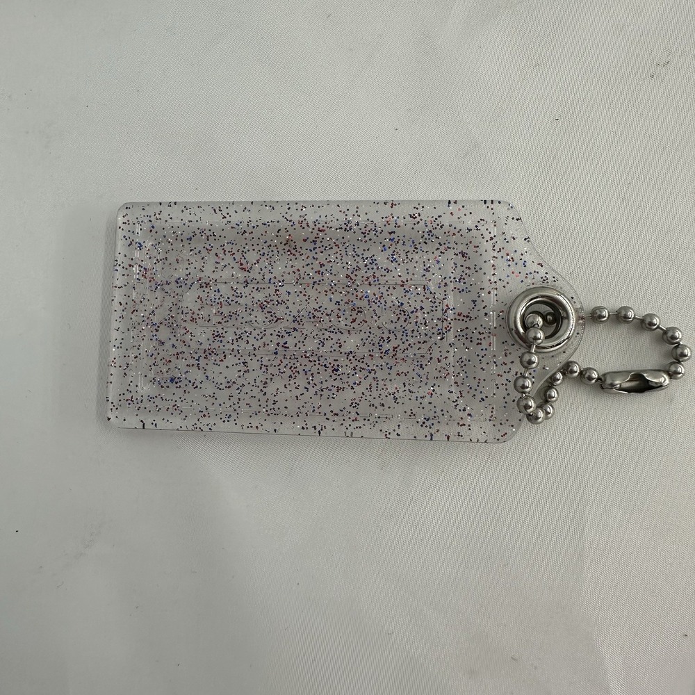 Coach Poppy Large Clear Red/Blue Sparkle Hang Tag